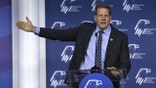 Chris Sununu, governor of New Hampshire, gestures as he speaks during the Republican Jewish Coalition (RJC) Annual Leadership Meeting in Las Vegas, Friday, Nov. 5, 2021.  Photographer: Bridget Bennett/Bloomberg via Getty Images