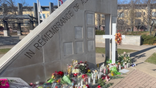 A makeshift memorial for the victims of the Christmas parade assault at Veterans Park in downtown Waukesha