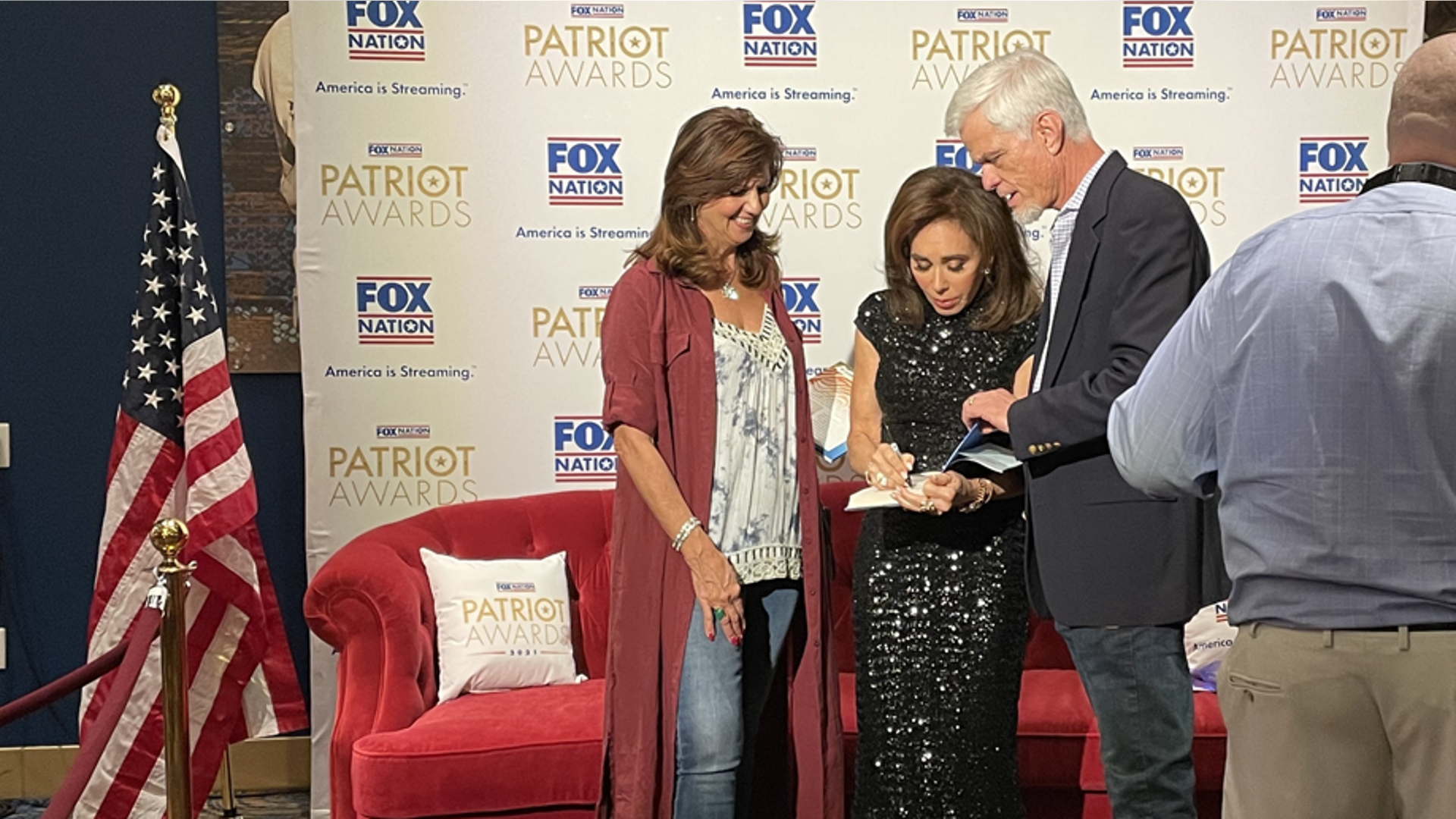 Judge Jeanine Pirro signs books at the Patriot Awards.