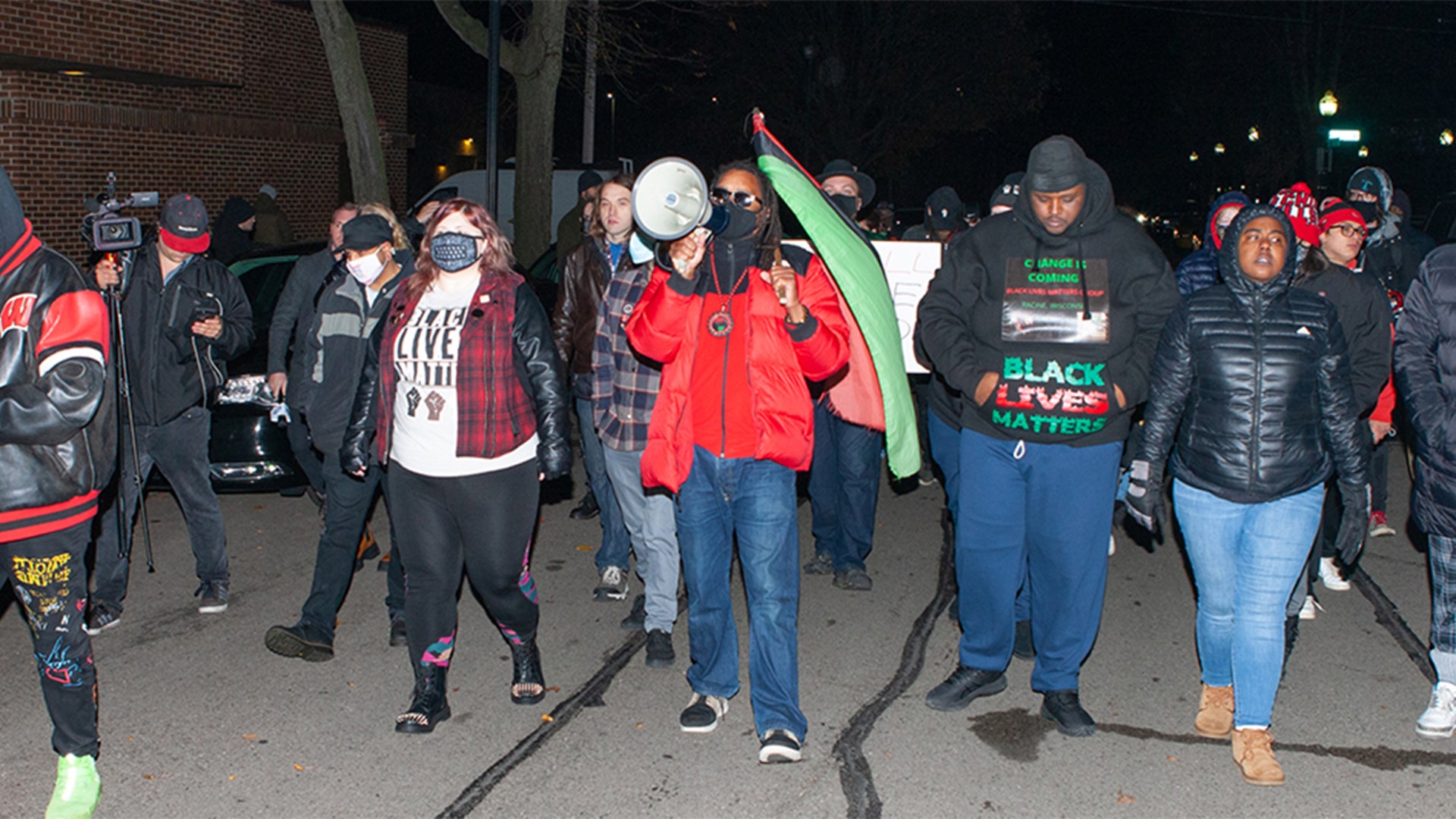 Protests outside Kenosha County Courthouse in response to the Kyle Rittenhouse trial.