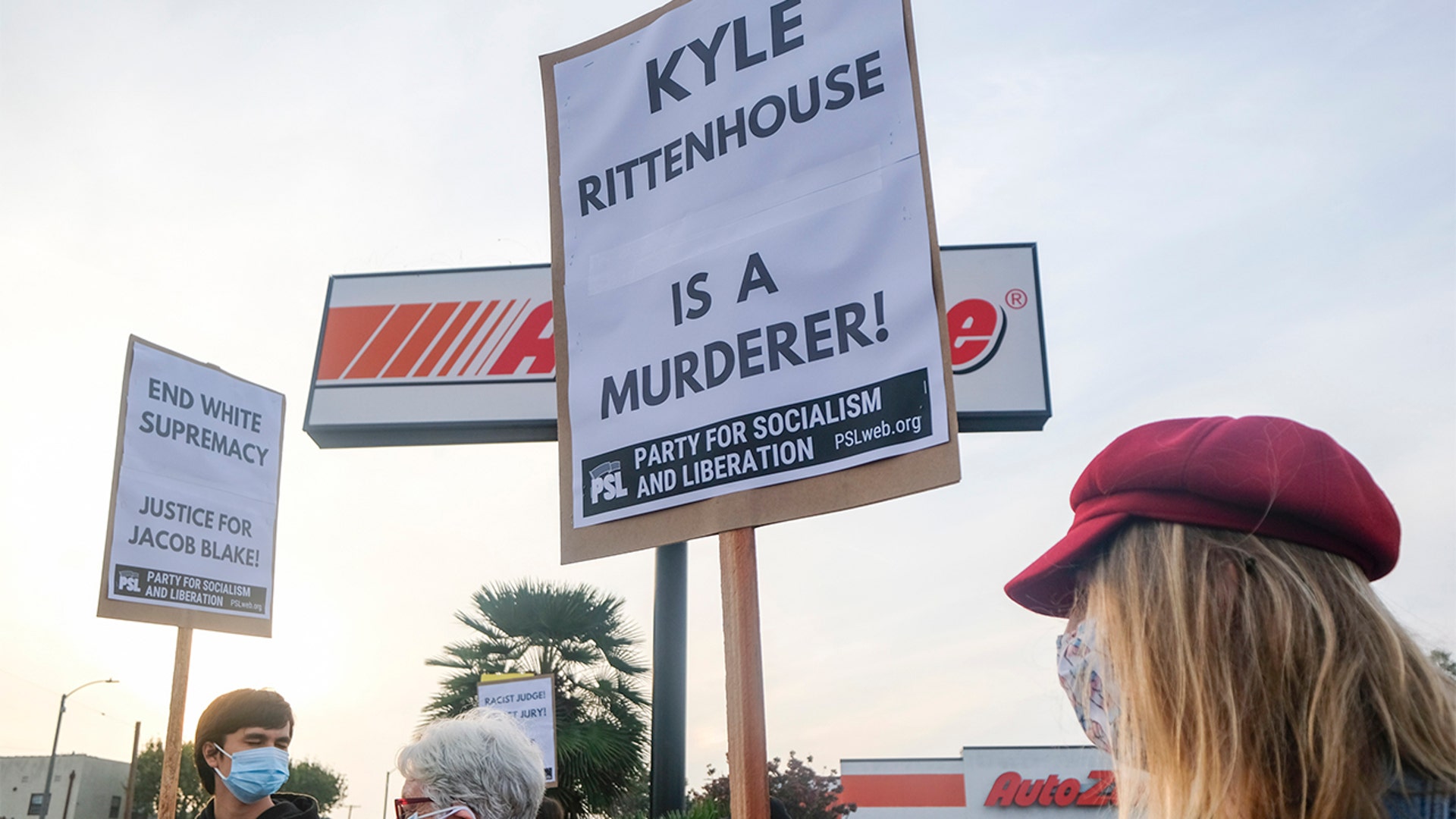 People protest Friday, Nov. 19, 2021, in Los Angeles, following the acquittal of Kyle Rittenhouse in Kenosha, Wis.
