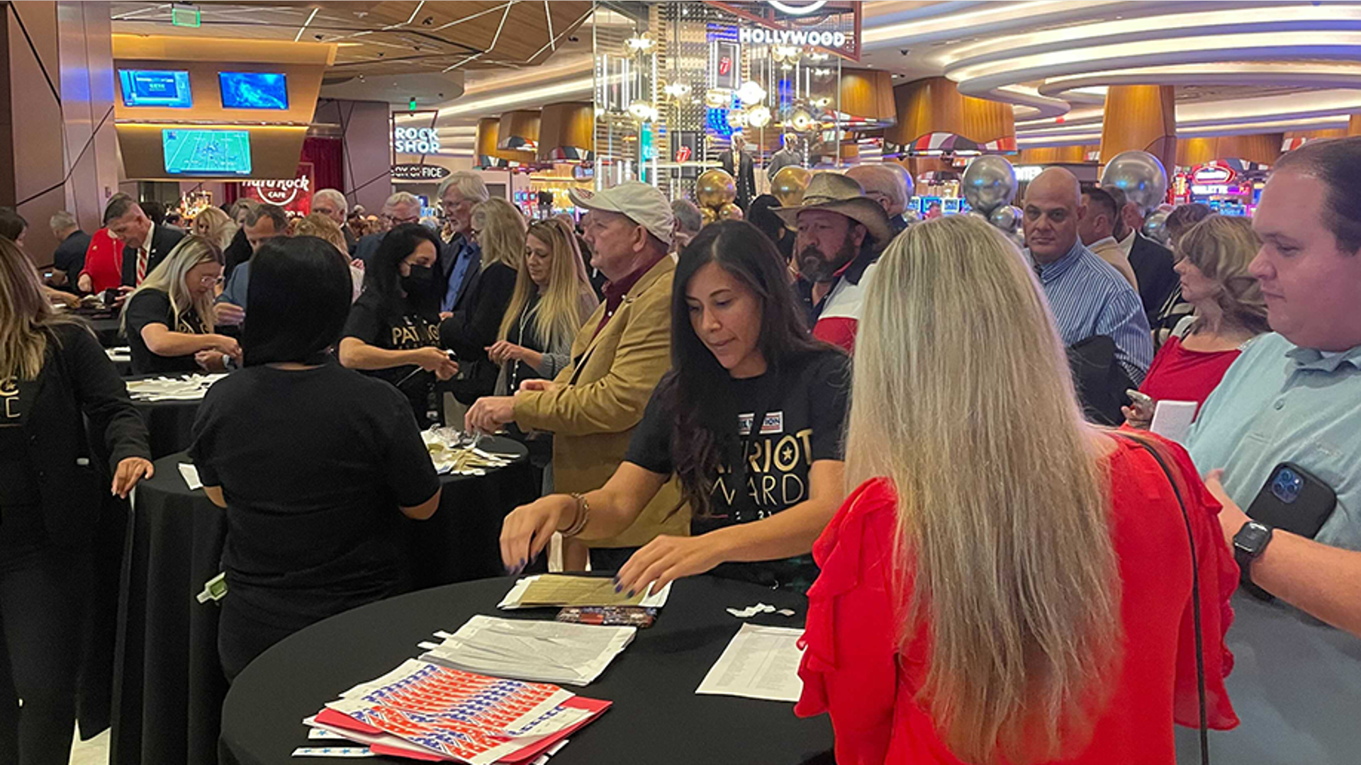 Patriot Award attendees awaiting entrance into the venue.