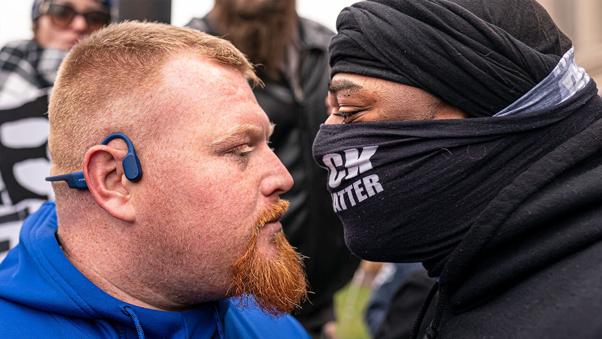 Protests outside Kenosha County Courthouse in response to the Kyle Rittenhouse trial.