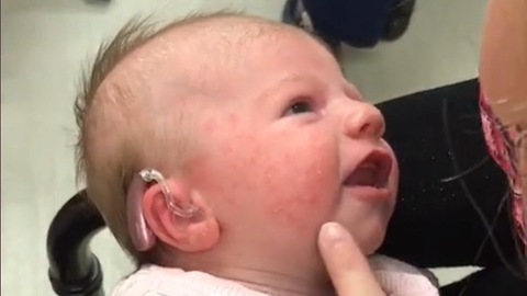 Baby hearing mom's voice for the first time captured in emotional video