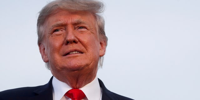 FILE PHOTO: Former U.S. President Donald Trump looks on during his first post-presidency campaign rally at the Lorain County Fairgrounds in Wellington, Ohio, U.S., June 26, 2021. REUTERS/Shannon Stapleton/File Photo/File Photo