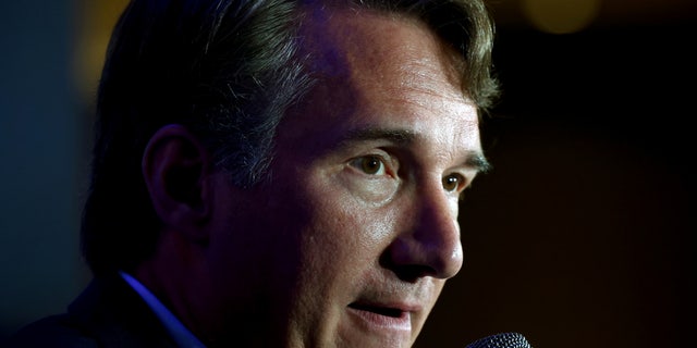 FILE PHOTO: Virginia gubernatorial candidate Glenn Youngkin speaks during a campaign event in McLean, Virginia, U.S., July 14, 2021. REUTERS/Evelyn Hockstein/File Photo