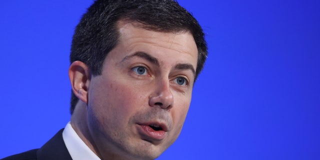 Climate Change US Transportation Secretary Pete Buttigieg speaks at the United Nations <a class=