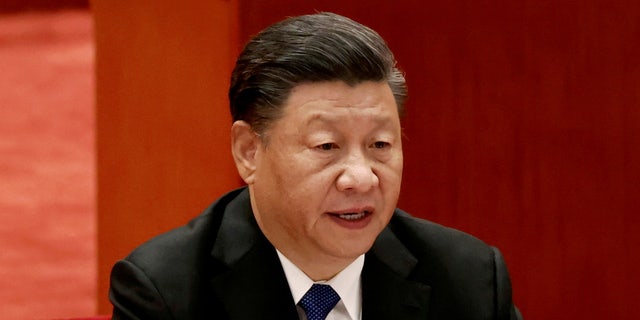 Il presidente cinese Xi Jinping parla a un incontro per commemorare il 110° anniversario della Rivoluzione Xinhai presso la Grande Sala del Popolo a Pechino, in Cina, il 9 ottobre 2021. 