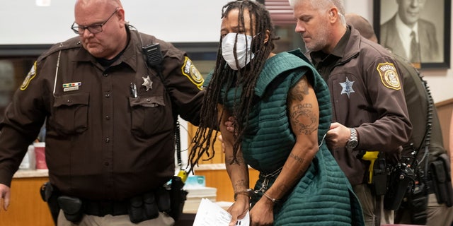 Waukesha, Wisconsin, parade tragedy defendant Darrell Brooks Jr., center, is seen in a Milwaukee County, Wisconsin, courtroom.