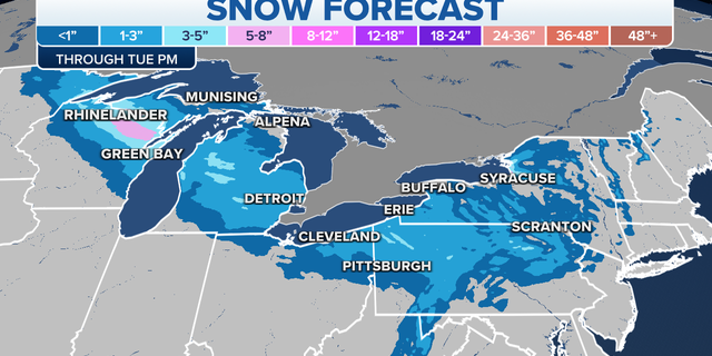 Expected snowfall totals for this week.