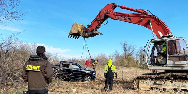 Jeremy Sweet's pickup truck was recovered from the White River on Saturday.