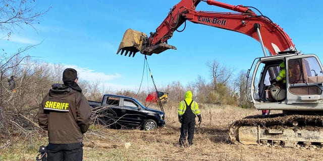 Jeremy Sweet's pickup truck was recovered from the White River on Saturday.