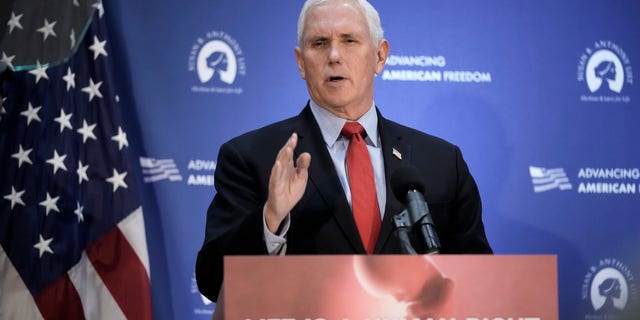WASHINGTON, DC - NOVEMBER 30: Former U.S. Vice President Mike Pence speaks at the National Press Club on November 30, 2021 in Washington, DC. Pence spoke about the upcoming Supreme Court case involving a controversial Mississippi abortion law that will be heard at the high court on Wednesday. (Photo by Drew Angerer/Getty Images)