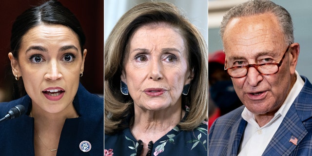 June 23, 2021 - Washington DC, United States of America U.S. Representative Alexandria Occio-Cortz (DN), U.S. House Speaker Nancy Pelosi, California Democrat, Senator Charles Schumer.