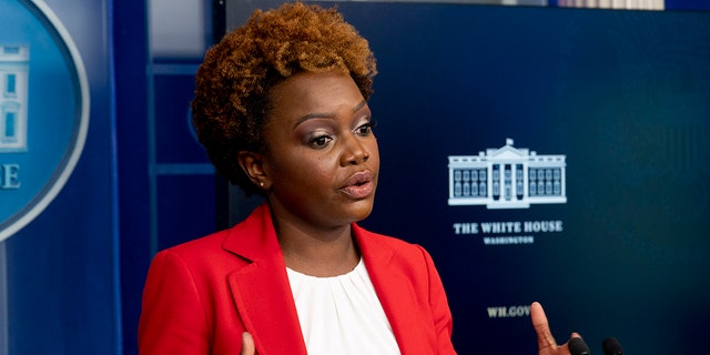White House Deputy Press Secretary Karin Jean-Pierre speaks at a press briefing at the White House in Washington on Thursday, November 4, 2021.