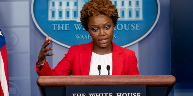 White House deputy press secretary Karine Jean-Pierre speaks at a press briefing at the White House in Washington, Thursday, Nov. 4, 2021.