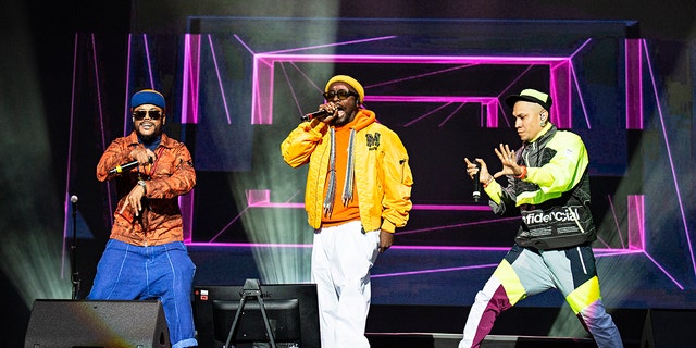 FILE - Apl.de.ap, from left, Will.i.am, and Taboo of the Black Eyed Peas perform at KAABOO Texas on May 11, 2019, in Arlington, Texas. 