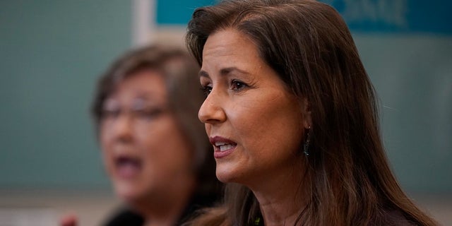 Mayor Libby Schaaf speaks at a news conference in Oakland, California, on July 26, 2021. 