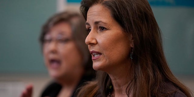 Oakland Mayor Libby Schaaf speaks at a news conference in Oakland, California, on July 26, 2021.