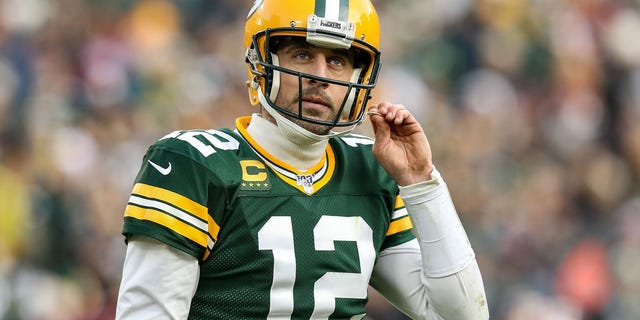 Packers quarterback Aaron Rodgers in the fourth quarter against the Washington Redskins at Lambeau Field on Dec. 8, 2019, in Green Bay, Wisconsin. 