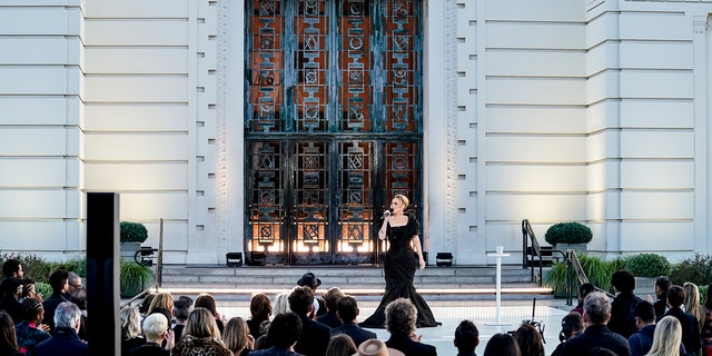 Adele performs at the Griffith Observatory in Los Angeles. 