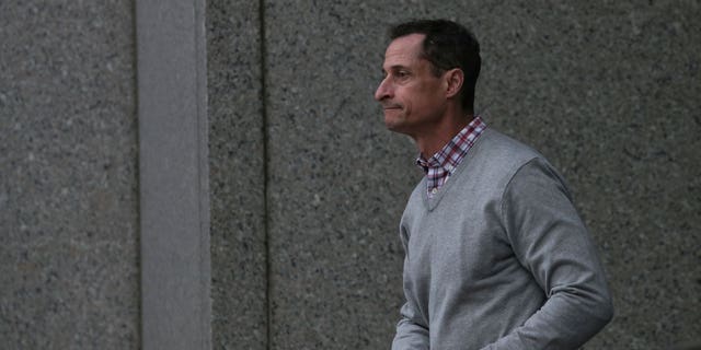 Former U.S. Congressman Weiner exits the U.S. Federal Courthouse in Manhattan following a probation meeting in New York