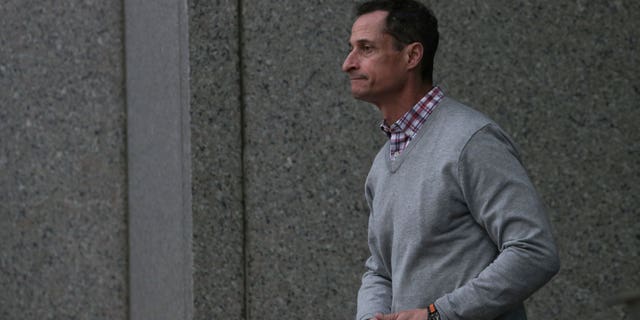 Former U.S. Congressman Weiner exits the U.S. Federal Courthouse in Manhattan following a probation meeting in New York