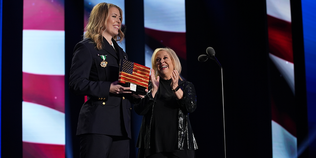 Taylor Brandt receives ‘Back the Blue’ award presented by Nancy Grace 