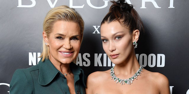 Yolanda Hadid and Bella Hadid attend a party celebrating 'Serpenti Forever' By Nicholas Kirwood for Bvlgari on Sept. 20, 2017 in Milan, Italy.