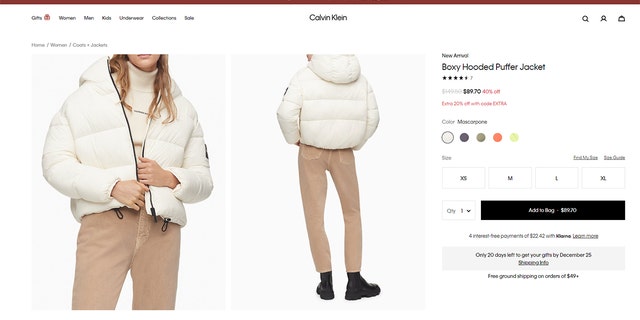 Calvin Klein Boxy Hooded Puffer Jacket
