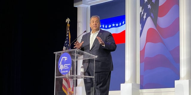 Former GOP Gov. Chris Christie of New Jersey addresses the Republican Jewish Coalition's annual leadership meeting, on Nov. 6, 2021 in Las Vegas, Nevada 