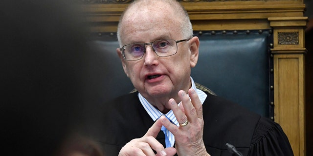 Judge Bruce Schroeder speaks to attorneys about how the jury will view evidence as it deliberates during Kyle Rittenhouse's trial at the Kenosha County Courthouse in Kenosha, Wis., Wednesday, Nov. 17, 2021. (Sean Krajacic/The Kenosha News via AP, Pool)