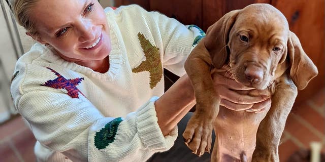 Dana Perino holds Percy Vizsla. Courtesy: Dana Perino.