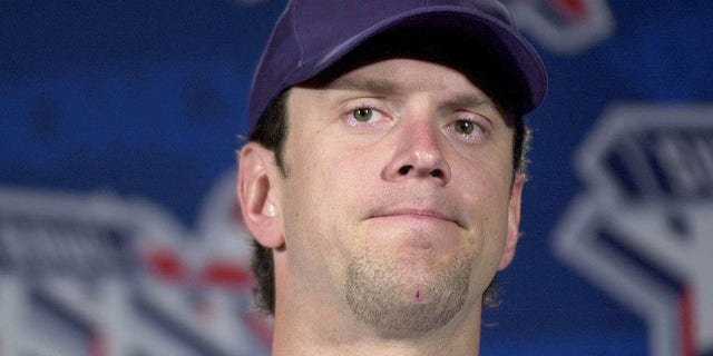 Drew Bledsoe at a news conference on January 31, 2001.