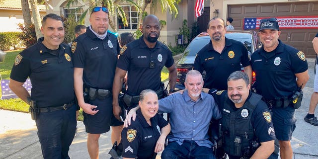 Miami Beach Police Officer JC Sampedro was discharged from the Broward Health North facility on Monday, nov. 15, 2021. Photo Credit: Twitter @MiamiBeachPD