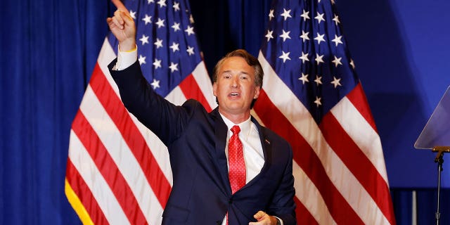 Virginia Republican gubernatorial nominee Glenn Youngkin speaks during his election night party at a hotel in Chantilly, Virginia, U.S., November 3, 2021.