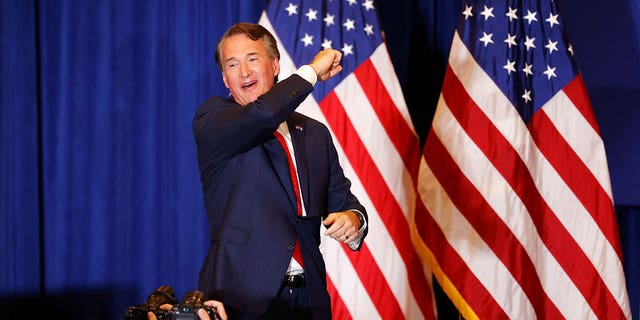 Then-Virginia Republican gubernatorial nominee Glenn Youngkin speaks during his election night party at a hotel in Chantilly, Virginia, U.S., November 3, 2021.