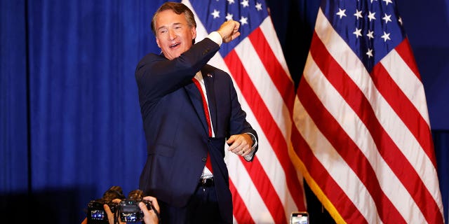 Virginia Republican gubernatorial nominee Glenn Youngkin speaks during his election night party at a hotel in Chantilly, Virginia, U.S., November 3, 2021.