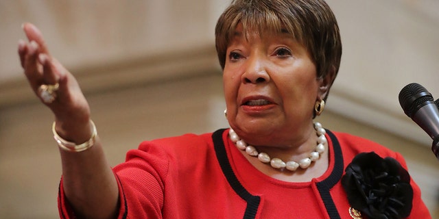 House Science, Space and Technology Committee Chairwoman Eddie Bernice Johnson delivers remarks during an event honoring NASA's "Hidden Figures," African American women mathematicians who helped the United States' space program in Washington, D.C. (Photo by Chip Somodevilla/Getty Images)