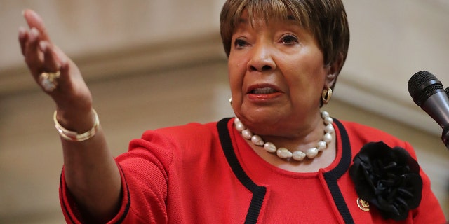 House Science, Space and Technology Committee Chairwoman Eddie Bernice Johnson delivers remarks during an event honoring NASA's "Hidden Figures," African American women mathematicians who helped the United States' space program in Washington, D.C. (Photo by Chip Somodevilla/Getty Images)