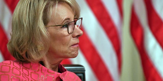 Education Secretary Betsy DeVos attends the "Getting America's Children Safely Back to School" event at the White House in Washington, D.C., on Aug. 12, 2020. (Nicholas Kamm/AFP via Getty Images)