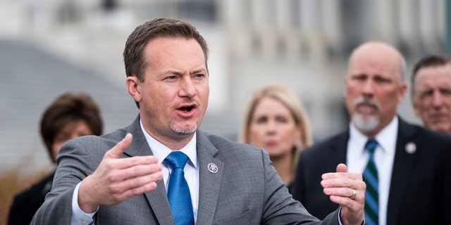 Rep. Michael Cloud, R-Texas, speaks during a press conference for the Immigration Freedom Caucus outside the Capitol on Wednesday, March 17, 2021. 
