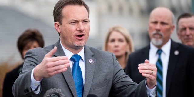 Rep. Michael Cloud, R-Texas, speaks during a press conference for the Immigration Freedom Caucus outside the Capitol on Wednesday, March 17, 2021. 