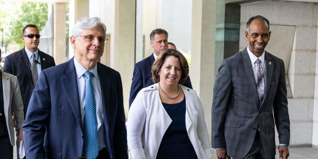 Attorney General Merrick Garland, left, Deputy Attorney General Lisa Monaco, and Acting ATF Director Marvin G. Richardson in Washington, D.C., on July 22, 2021. (Jim Lo Scalzo/Pool/AFP via Getty Images)