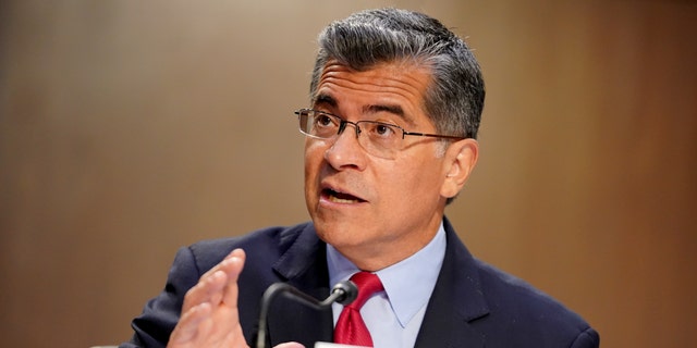 Secretary of Health and Human Services Xavier Becerra answers questions at a Senate Health, Education, Labor, and Pensions Committee hearing to discuss reopening schools during COVID-19 at Capitol Hill on Sep. 30, 2021, in Washington, D.C. (Photo by Greg Nash- Pool/Getty Images)