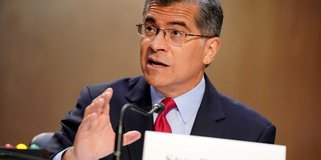 Secretary of Health and Human Services Xavier Becerra answers questions at a Senate Health, Education, Labor, and Pensions Committee hearing on Sept. 30, 2021 in Washington.