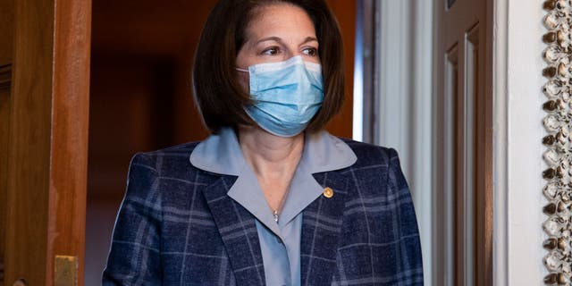 Sen. Catherine Cortez Masto after a lunch with Senate Democrats in the Capitol on Oct. 7, 2021.