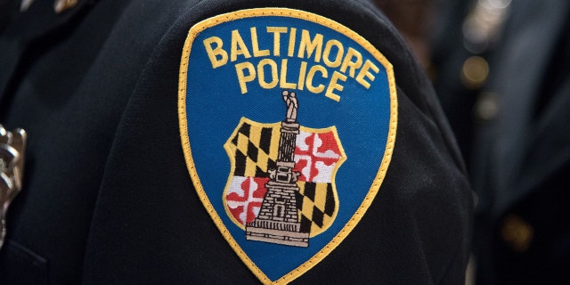 The Baltimore Police patch. (Ulysses Munoz/Baltimore Sun/Tribune News Service via Getty Images)