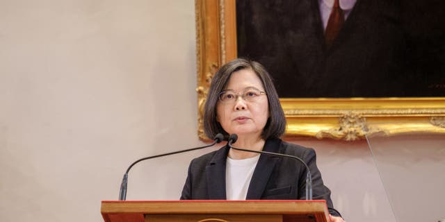 Taiwanese President Tsai Ing-wen speaks during nomination of Morris Chang.