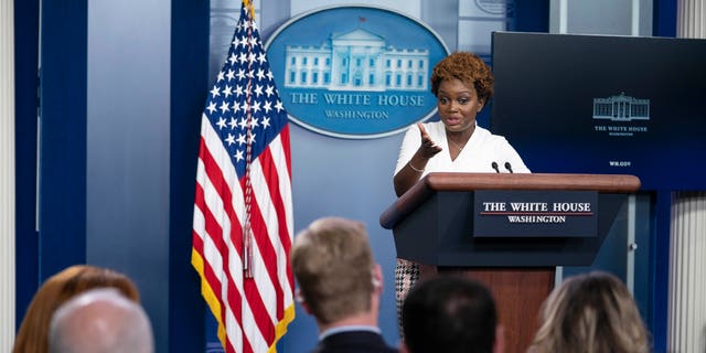 White House deputy press secretary Karine Jean-Pierre speaks during the daily press briefing at the White House on Nov. 5, 2021 in Washington, D.C. 